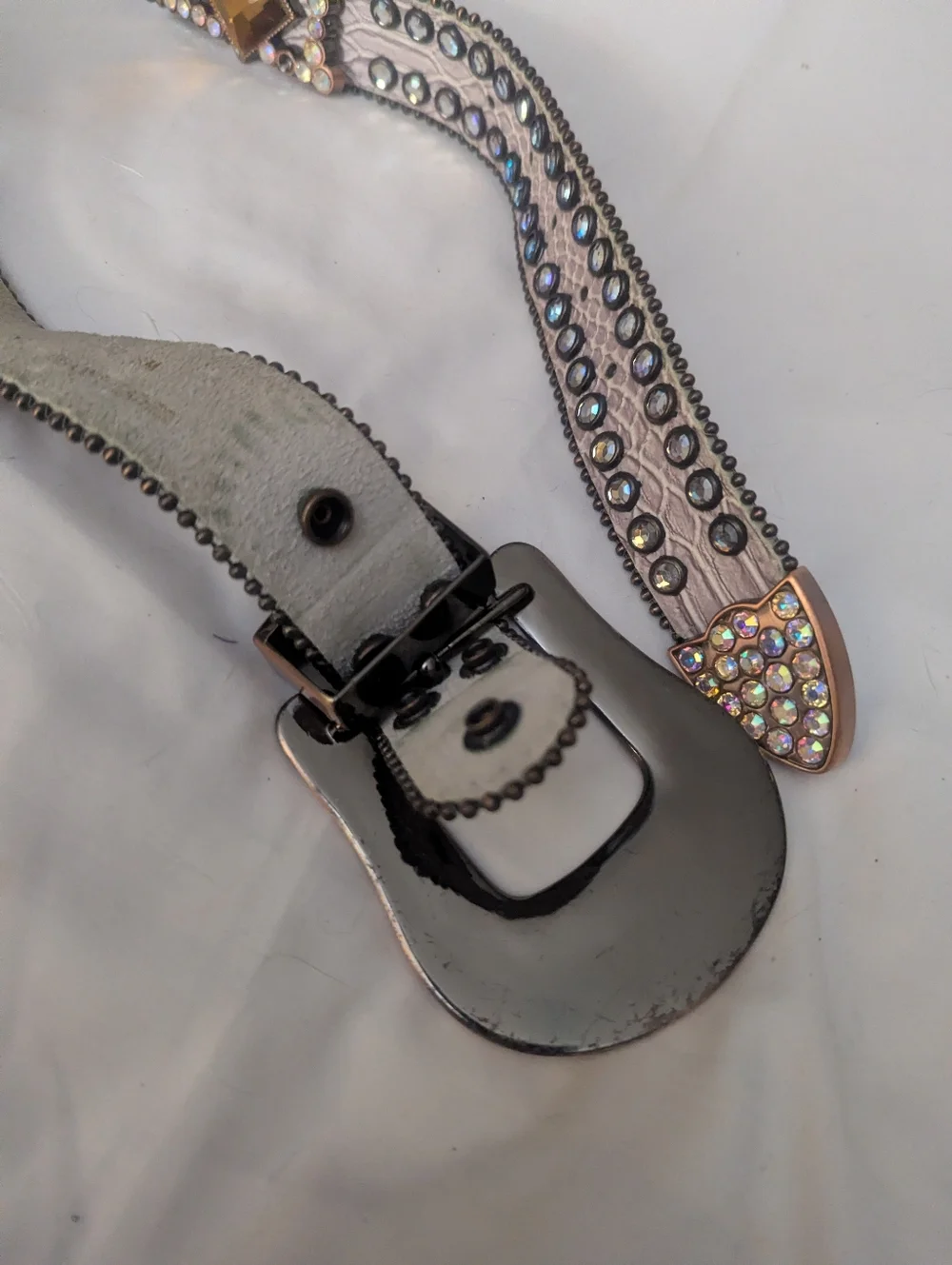Crystal-Embellished  Metallic Buckle Women's Belt S- M